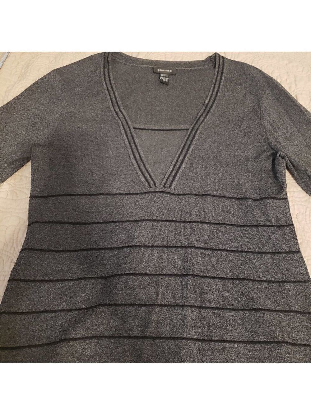 SPENSE 3/4 Sleeve heathered black sweater